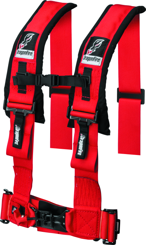 DragonFire Racing Harness- H-Style- 4-Point- 3in Buckle- Red Seat Belts & Harnesses DragonFire Racing