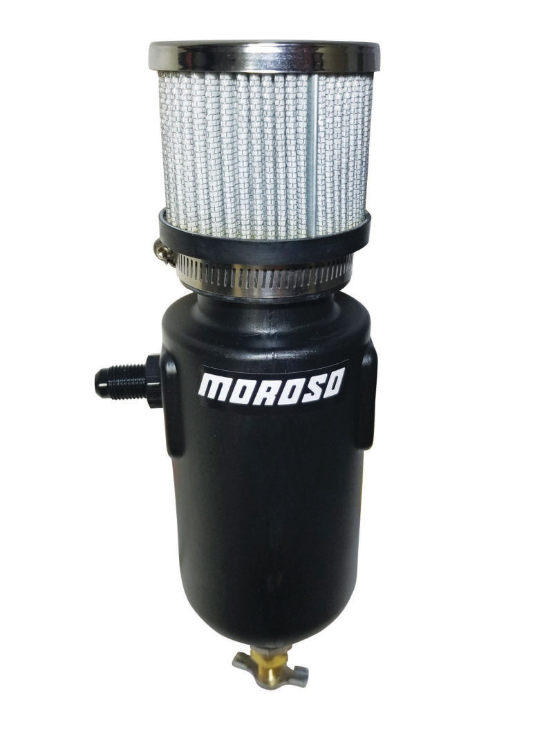 Moroso Breather Tank/Catch Can -6An Male Inlet - Black Polyethylene Oil Catch Cans Moroso