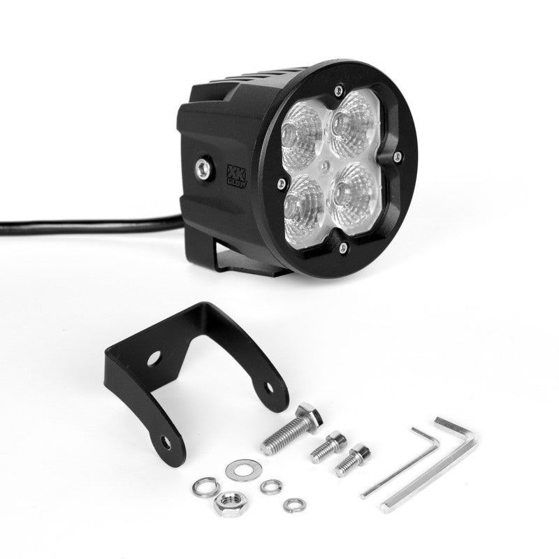 XK Glow Round XKchrome 20w LED Cube Light w/ RGB Accent Kit w/ Controller/Fog Mount- Flood Beam 2pc Light Accessories and Wiring XKGLOW