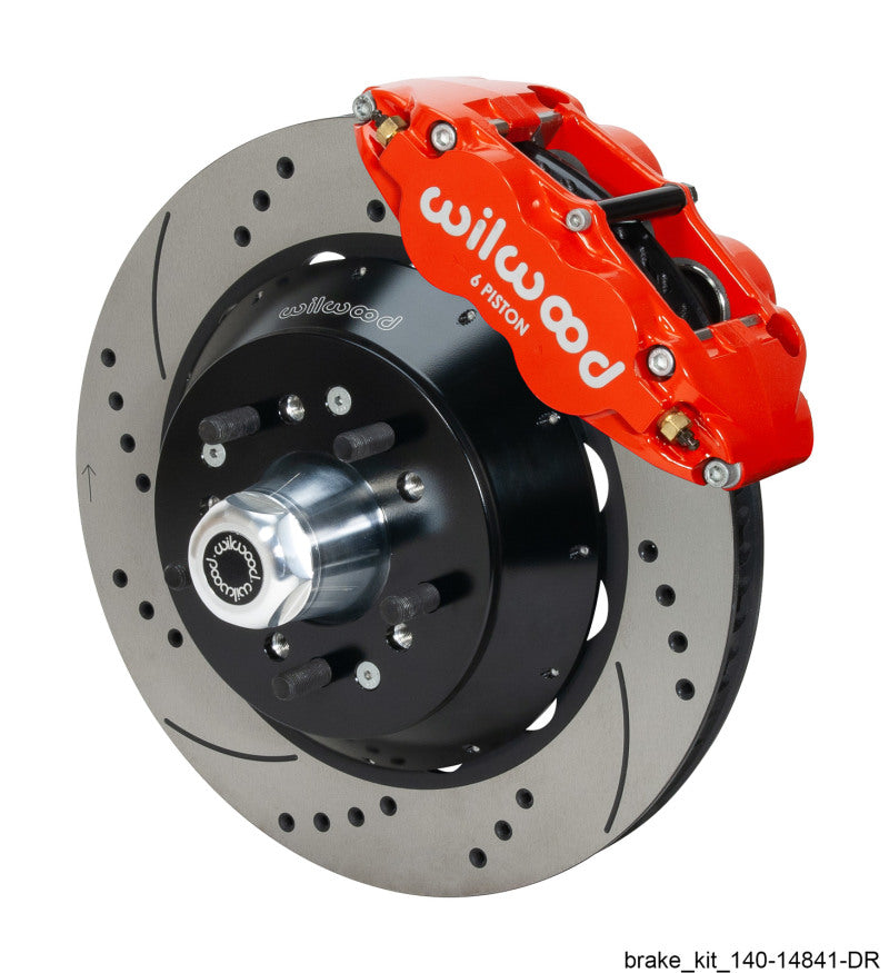 Wilwood Narrow Superlite 6R Red Front Big Brake Kit Ford 14in Drilled/Slotted Rotor Big Brake Kits Wilwood