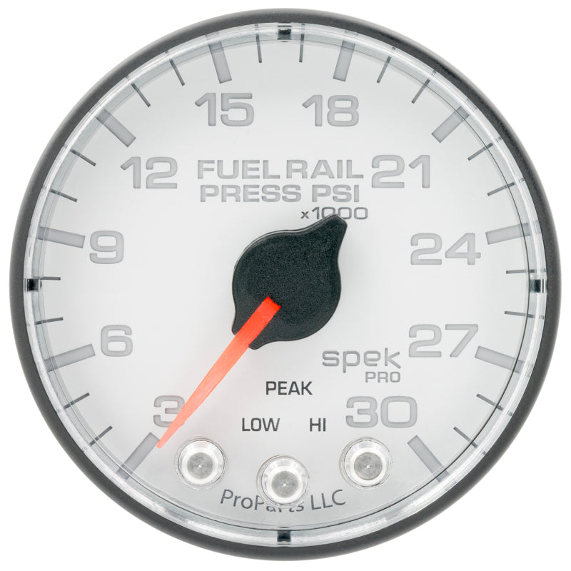 Autometer Spek-Pro 2 1/16in 30KPSI Stepper Motor W/Peak & Warn White/Black Rail Pressure Gauge Gauges AutoMeter
