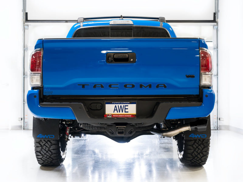 AWE 16-22 Toyota Tacoma 0FG Catback Exhaust w/ BashGuard - Dual Diamond Black Tips Catback AWE Tuning