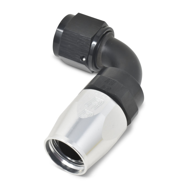 Russell Performance -10 AN Black/Silver 90 Degree Full Flow Hose End Fittings Russell