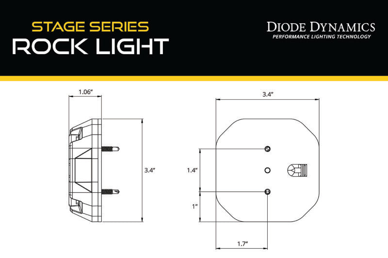 Diode Dynamics Stage Series Rock Light Surface Mount Adapter Kit (one) Light Accessories and Wiring Diode Dynamics