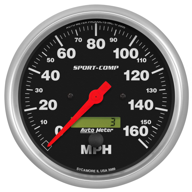Autometer Sport-Comp 5 inch 160 MPH Electronic Speedometer Gauge w/LCD Odometer Gauges AutoMeter