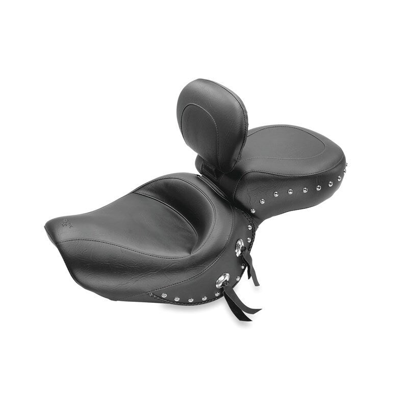 Mustang 00-08 Honda VT1100 Sabre,97-08 Spirit,87-97 Shadow Wide Touring 1PC Seat w/Studs - Black One-Piece Motorcycle Seats Mustang Motorcycle