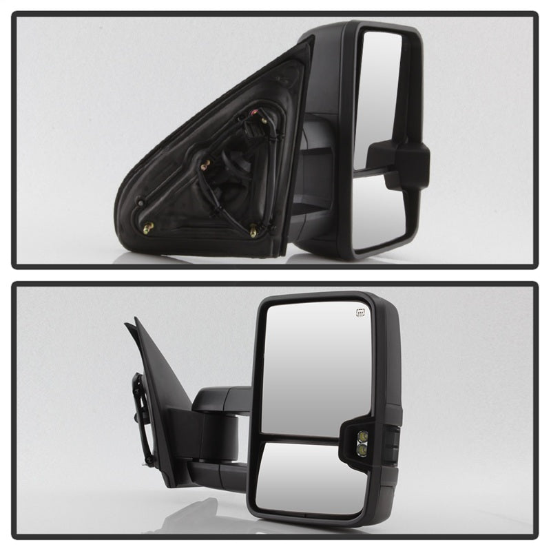 xTune Chevy Silverado 14-16 Heated Smoke LED Signal Telescoping Mirrors MIR-CSIL14S-G2-PWH-SM-SET Side Mirrors SPYDER