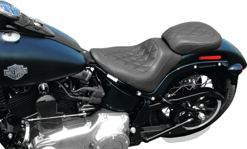 Mustang 11-13 Harley Blackline, 12-17 Slim,Slim S Wide Tripper Solo Seat Diamond Stitch - Black Solo Motorcycle Seats Mustang Motorcycle