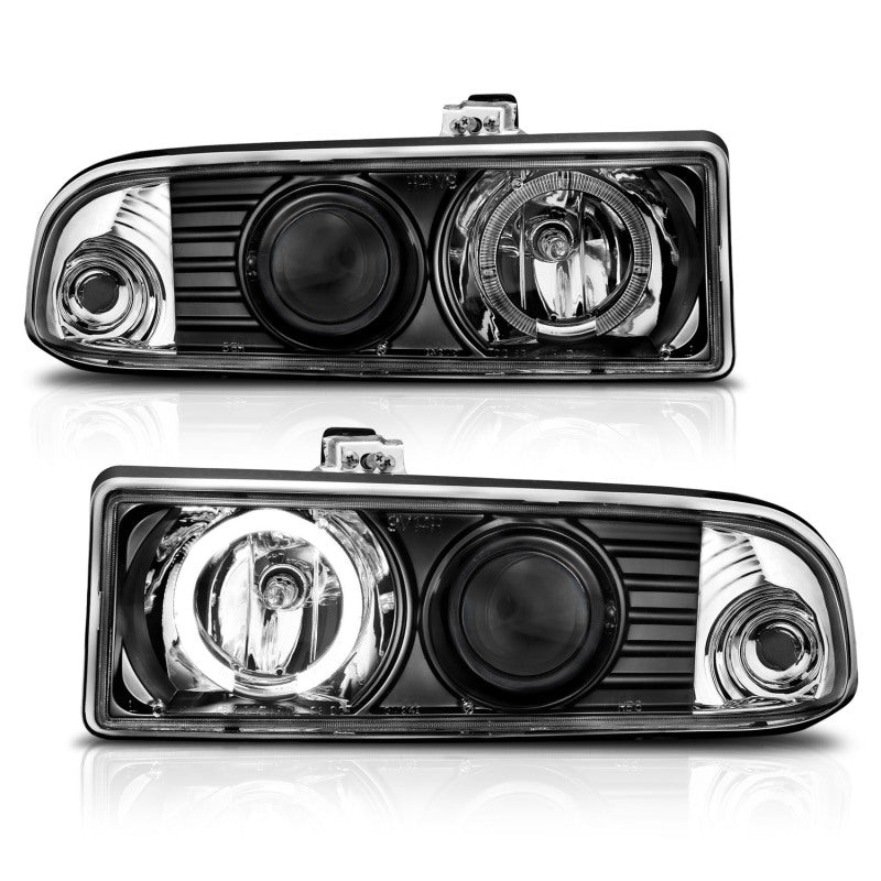 ANZO 1998-2005 Chevrolet S-10 Projector Headlights w/ Halo Black Headlights ANZO