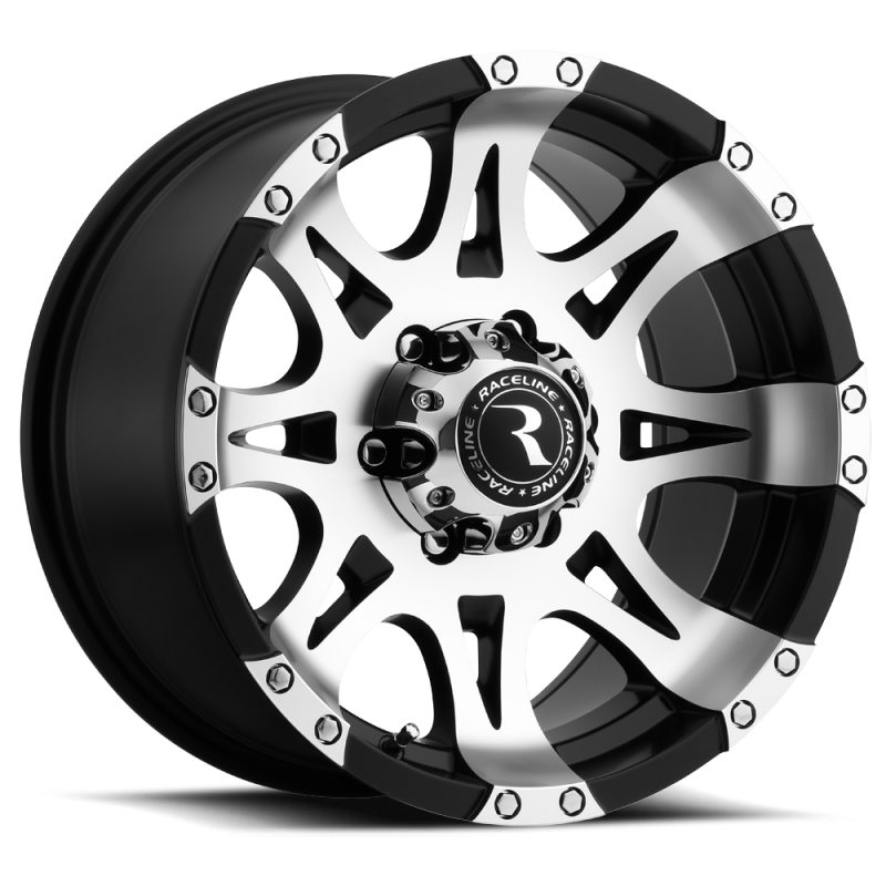 Raceline 982 Raptor 17x9in / 5x127 BP / 0mm Offset / 78.1mm Bore - Black & Machined Wheel Wheels - Cast Raceline