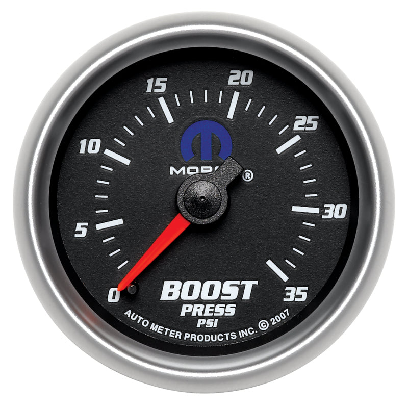 AutoMeter Gauge Boost 2-1/16in. 35PSI Mechanical Black Mopar Gauges AutoMeter