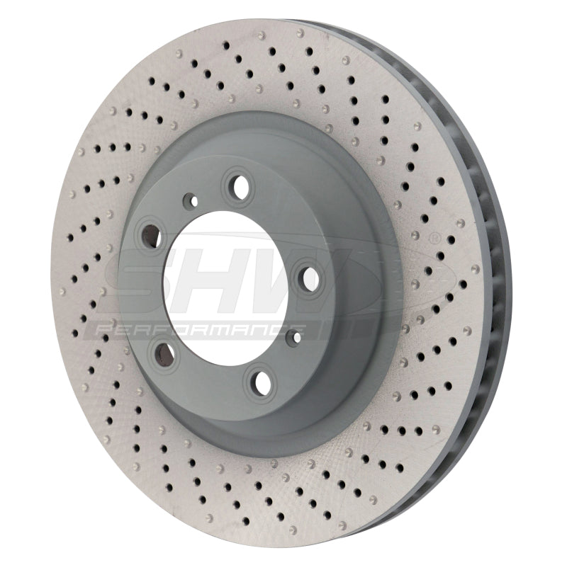 SHW 15-16 Porsche 911 Carrera 4 GTS w/o Ceramics Right Frt Drill-Dimp MB Brake Rotor (99135140401) Brake Rotors - Drilled SHW Performance