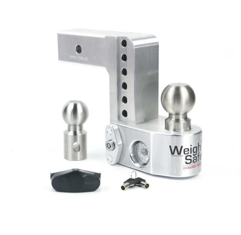 Weigh Safe 6in Drop Hitch w/Built-in Scale & 2.5in Shank (10K/18.5K GTWR) - Aluminum Hitch Ball Mounts Weigh Safe
