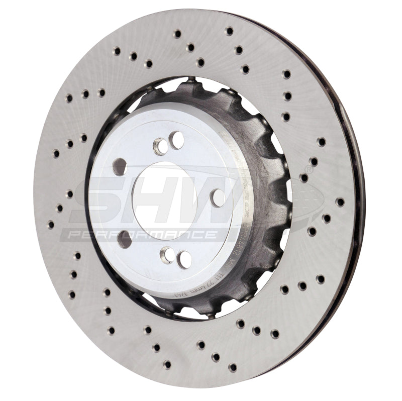 SHW 15-18 BMW M3 3.0L Right Rear Cross-Drilled Lightweight Brake Rotor (34212284812) Brake Rotors - Drilled SHW Performance