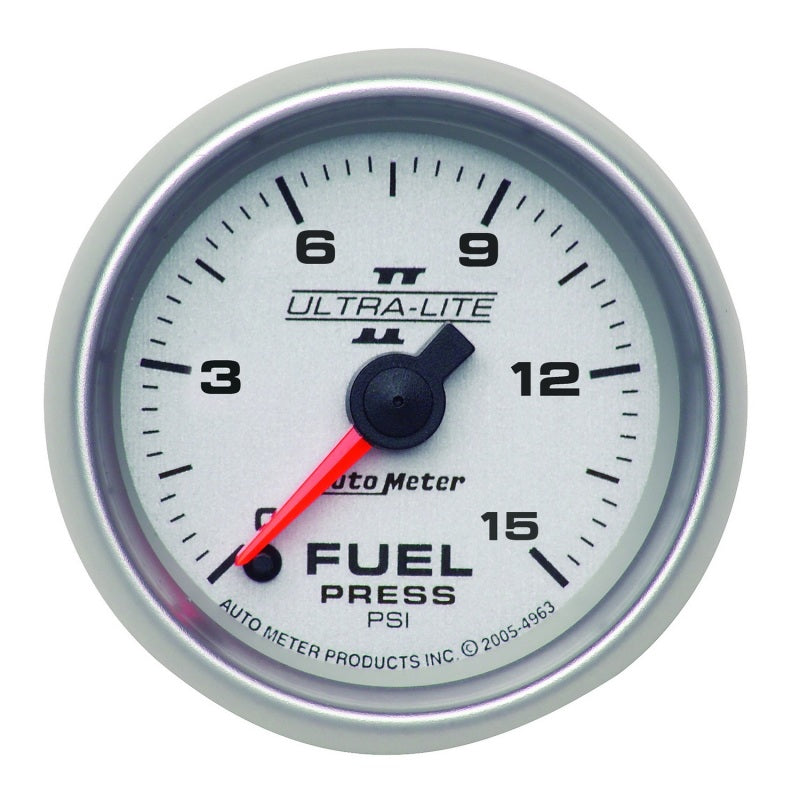 Autometer Ultra-Lite II 52mm 0-15 PSI Full Sweep Electronic Fuel Pressure Gauge Gauges AutoMeter