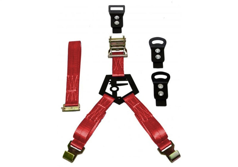 N-Fab Bed Mounted Rapid Tire Strap Universal - Gloss Black - Red Strap Spare Tire Carriers N-Fab