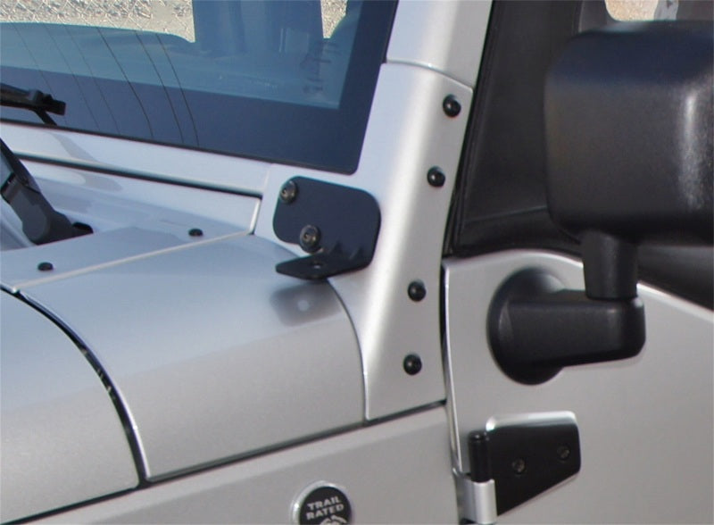 Rampage 2007-2018 Jeep Wrangler(JK) Windshield Hinge Light Bracket - Black Doors Rampage