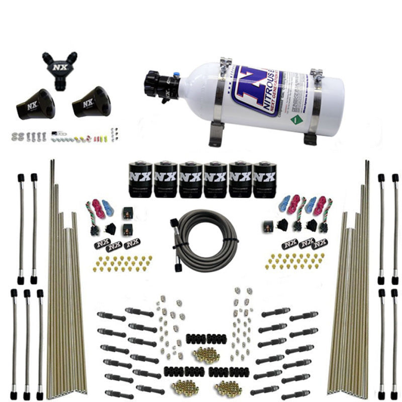 Nitrous Express 8 Cyl Dry Direct Port Three Stage 6 Solenoids Nitrous Kit (200-600HP) w/5lb Bottle Nitrous Systems Nitrous Express