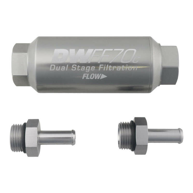DeatschWerks 3/8in 10 Micron 70mm Compact In-Line Fuel Filter Kit Fuel Filters DeatschWerks