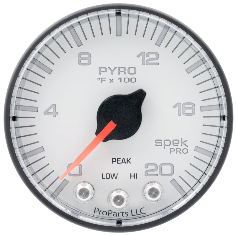 Autometer Spek-Pro Gauge Pyro. (Egt) 2 1/16in 2000f Stepper Motor W/Peak & Warn Wht/Blk Gauges AutoMeter