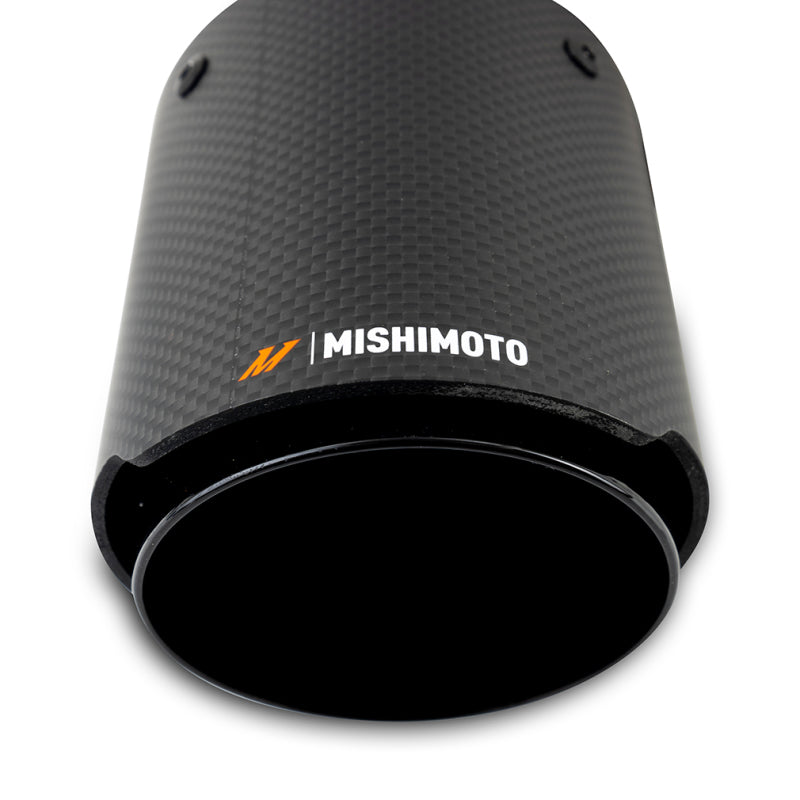 Mishimoto 2x Carbon Fiber Muffler Tip 2.5in Inlet 3.5in Outlet Black Muffler Mishimoto