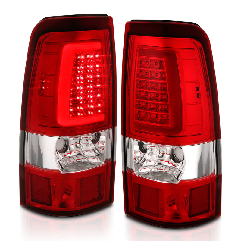 ANZO 1999-2002 Chevy Silverado 1500 LED Taillights Plank Style Chrome With Red/Clear Lens Tail Lights ANZO