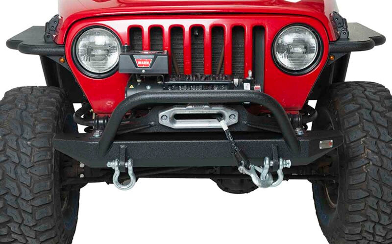 Fishbone Offroad 97-06 Jeep Wrangler TJ Rubicon Front Bumper W/Winch Guard - Blk Textured Powdercoat Bumpers - Steel Fishbone Offroad