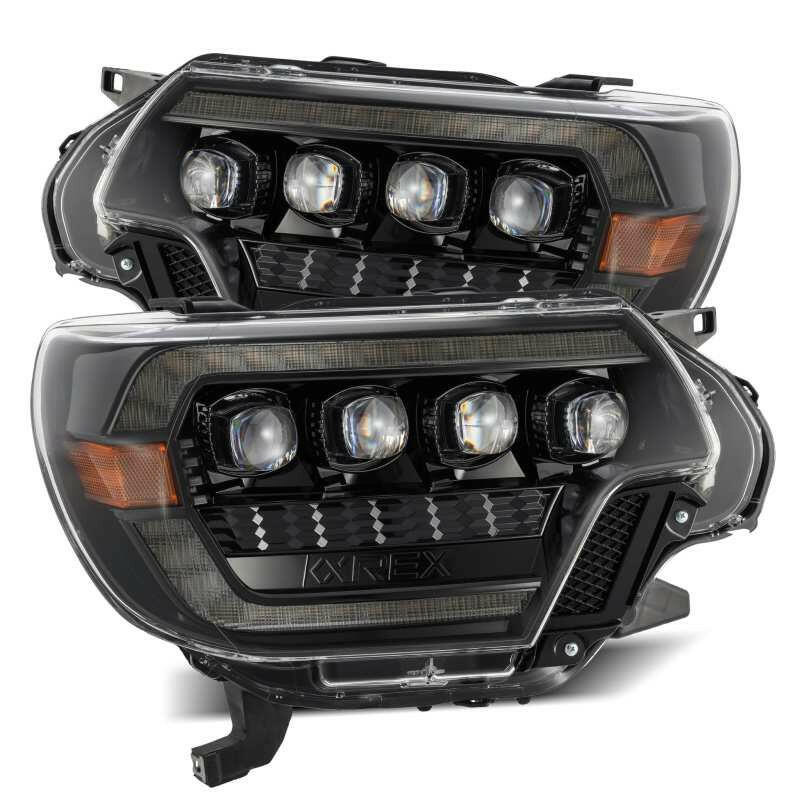 AlphaRex 12-15 Toyota Tacoma NOVA LED Proj Headlights Plank Alpha Blk w/Activ Light/Seq Signal/DRL Headlights AlphaRex
