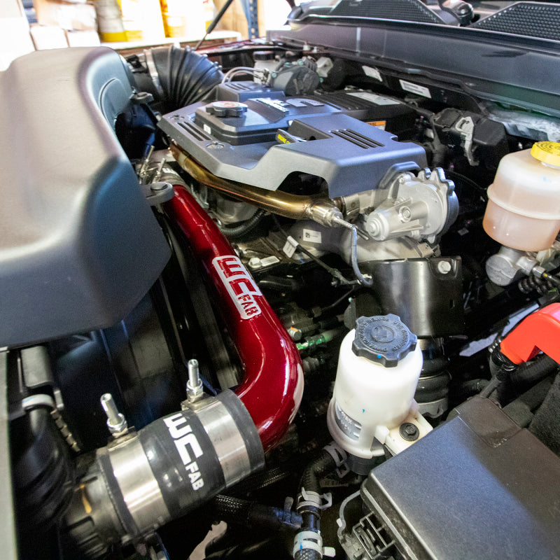 Wehrli 19-23 Cummins 6.7L Upper Coolant Pipe - WCFab Red Radiator Hoses Wehrli