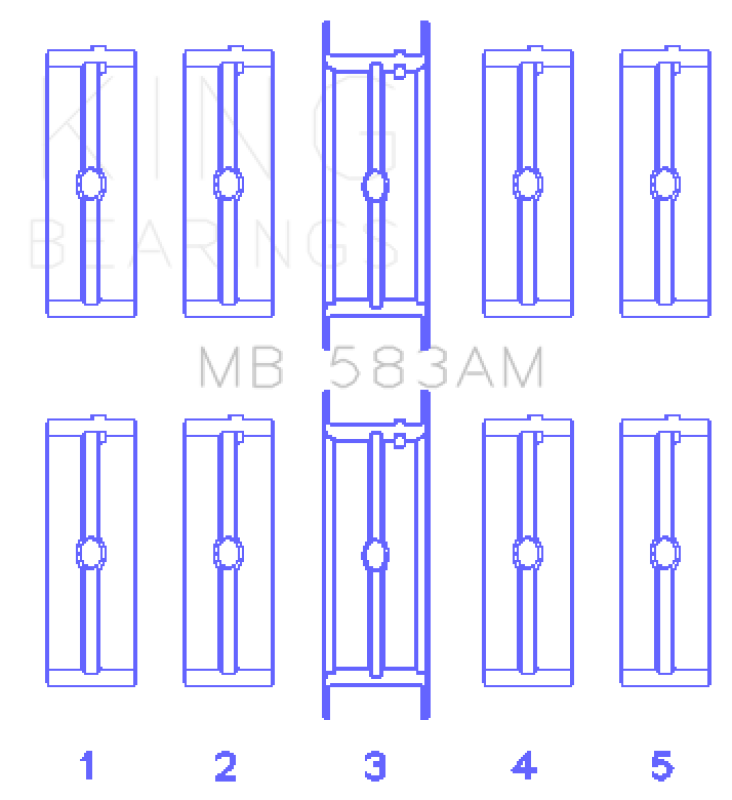 King Engine Bearings Ford 239/256/272/292 Crankshaft Main Bearing Set Bearings King Engine Bearings
