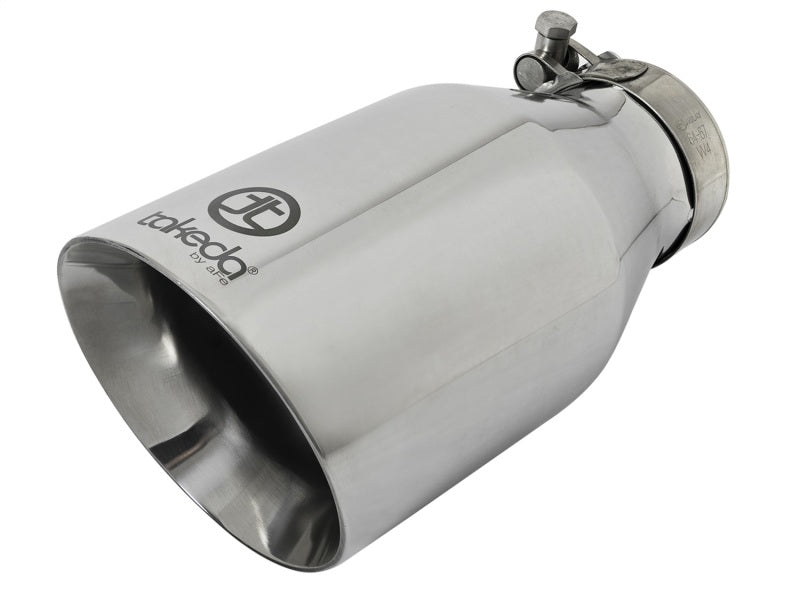 aFe Takeda 304 Stainless Steel Clamp-On Exhaust Tip 2.5in. Inlet / 4.5in. Outlet / 9in. L - Polished Tips aFe