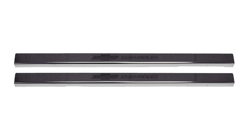 Putco 2020 Chevy Silv LD/HD Double/Regular Cab w/ Bow Tie Etching (2pcs) Black Platinum Door Sills Door Panels Putco