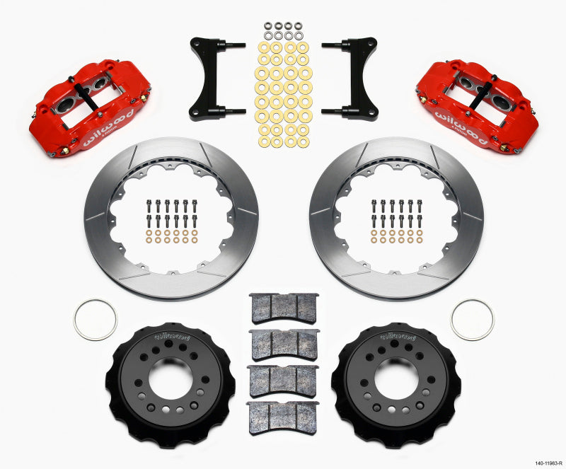 Wilwood Narrow Superlite 6R Front Hat Kit 12.88in Red 93-96 Mazda RX7 Big Brake Kits Wilwood