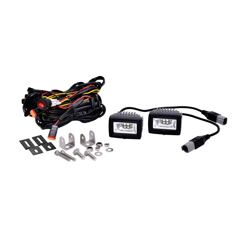 KC HiLiTES C-Series C2 LED 2in. Backup Area Flood Light 20w (Pair Pack System) - Black Light Bars & Cubes KC HiLiTES