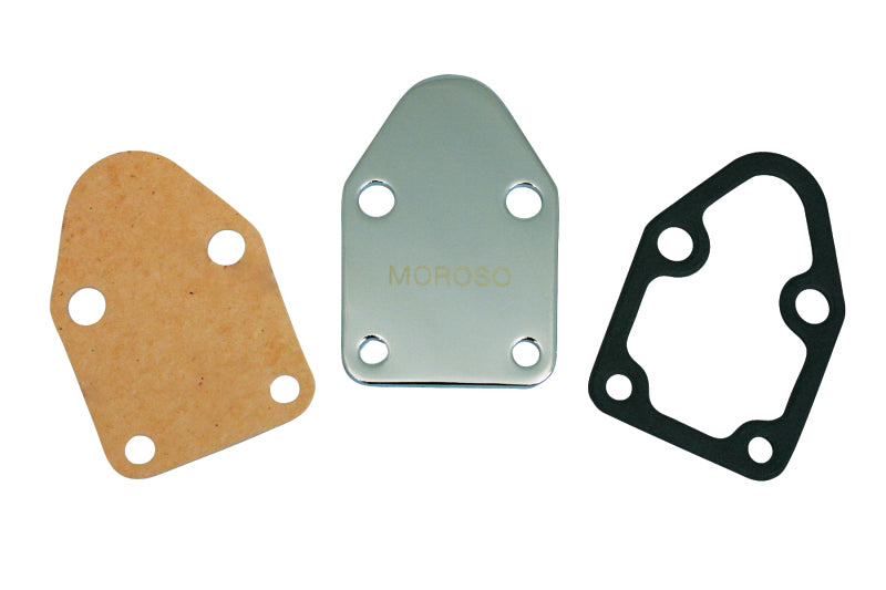 Moroso Chevrolet Small Block Fuel Pump Block-Off Plate - Chrome Plated Steel Block Off Plates Moroso