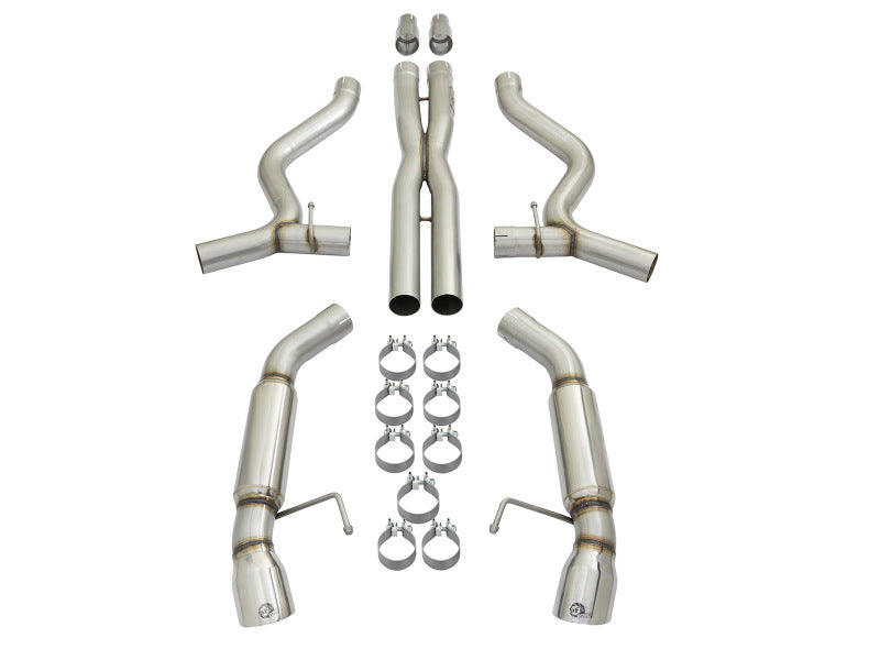aFe MACHForce XP 3in Aggressive Toned Cat-Back Exhausts w/ Polished Tips 15-17 Ford Mustang V6/V8 Catback aFe