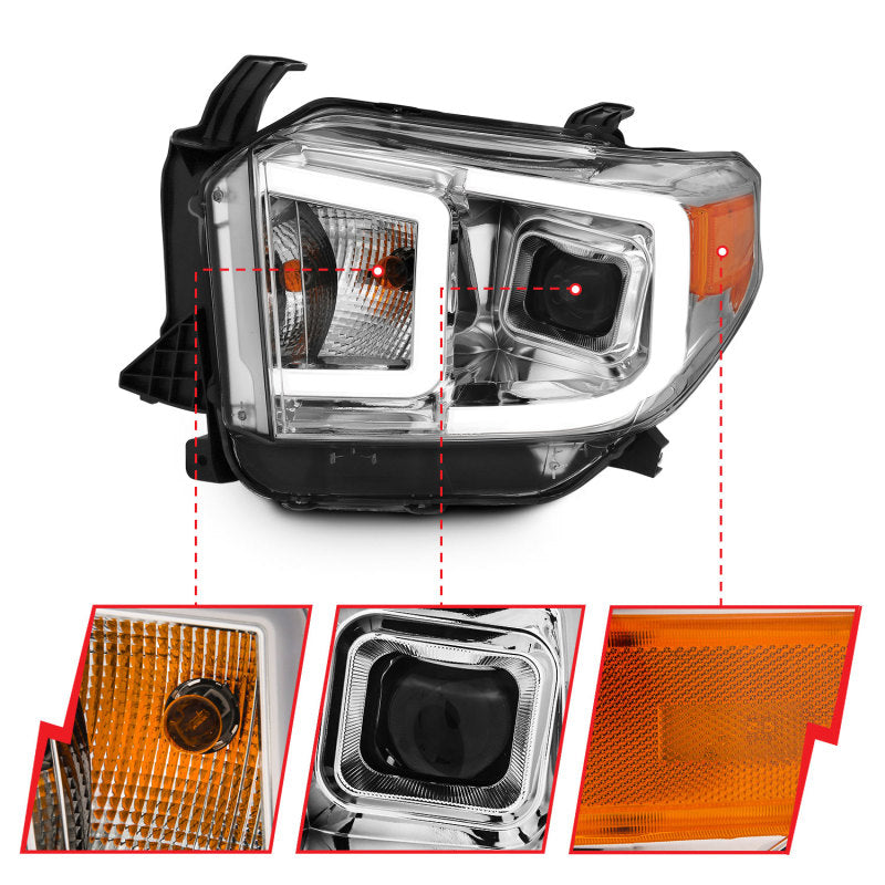 ANZO 14-17 Toyota Tundra Plank Style Projector Headlights Chrome w/ Amber Headlights ANZO