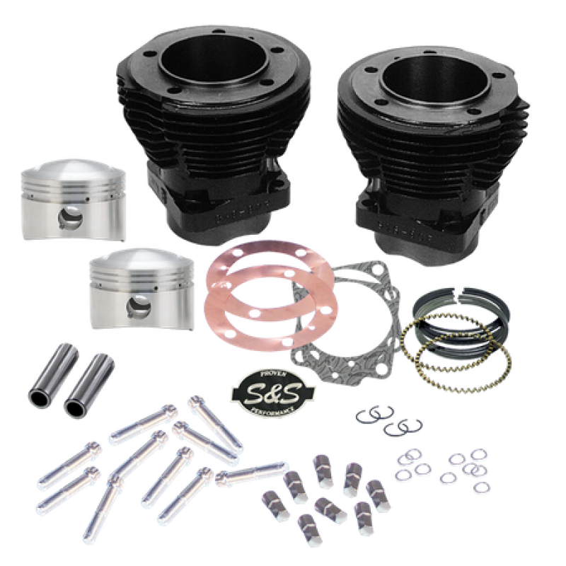 S&S Cycle 79-84 BT 88in Sidewinder 3-5/8in Big Bore Cylinder Kit - Gloss Black Piston Sets - Powersports S&S Cycle