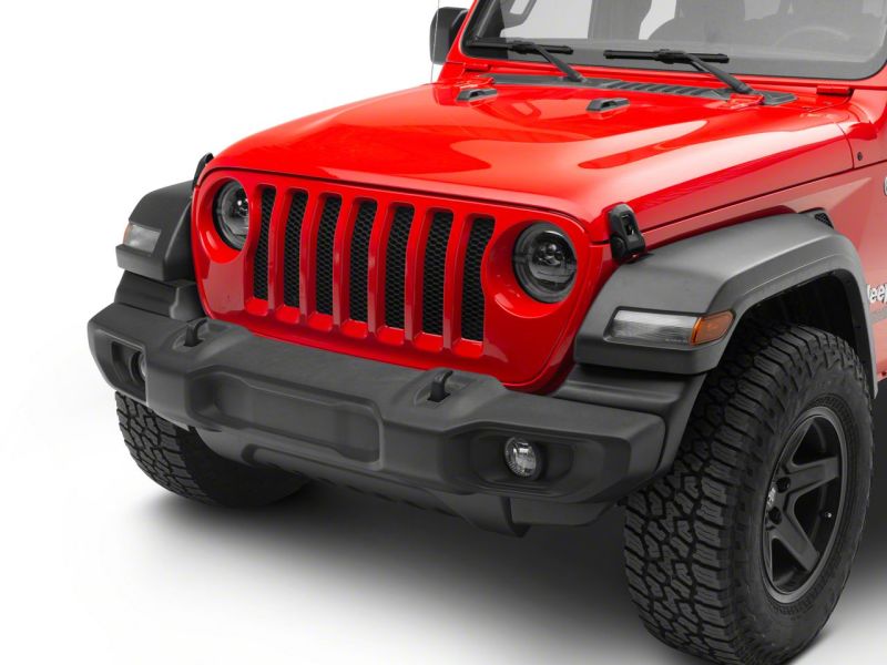 Raxiom 18-23 Jeep Wrangler JL Axial Series 9-In LED Angel Eye Headlights- Blk Housing (Clear Lens) Headlights Raxiom