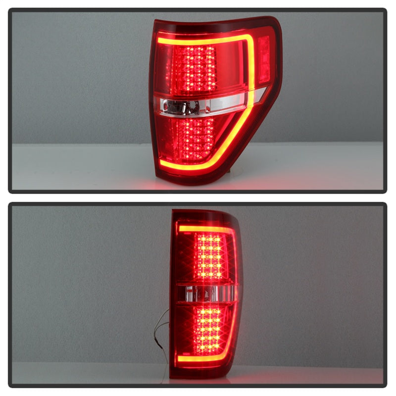 xTune 09-14 Ford F-150 Light Bar LED Tail Lights - Red Clear (ALT-JH-FF15009-LBLED-RC) Tail Lights SPYDER