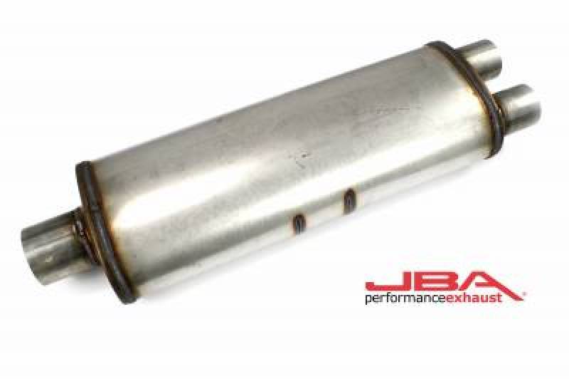 JBA Universal Chambered 304SS Muffler 25x8x5in 3in Center Inlet/2.5in Dual Outlet Muffler JBA