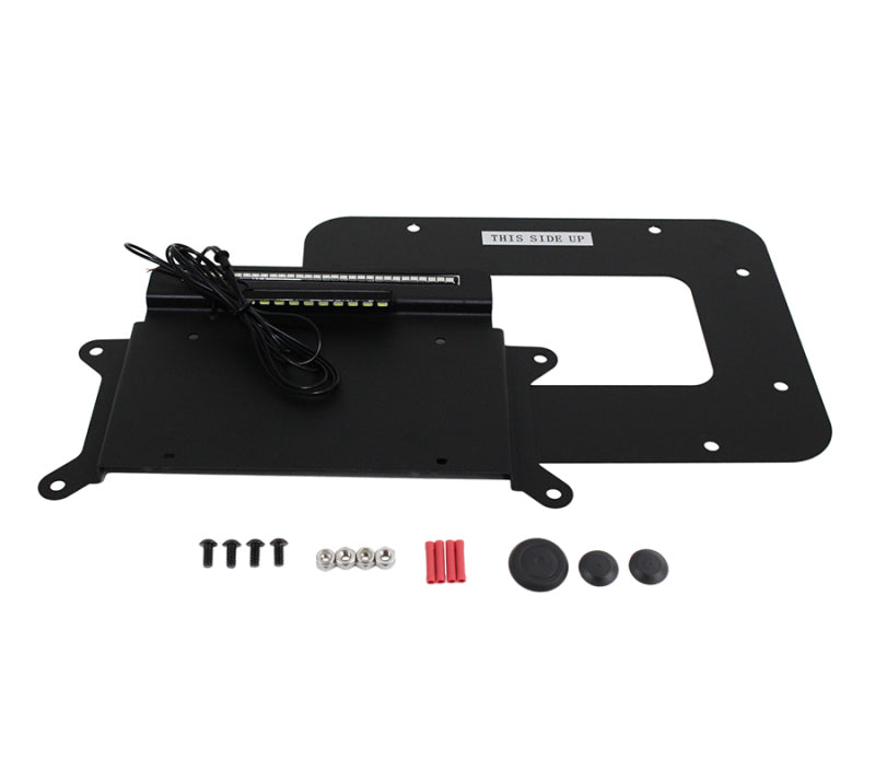 Kentrol 07-18 Jeep Wrangler JK BackSide License Plate Mount with LEDs - Textured Black License Plates Kentrol