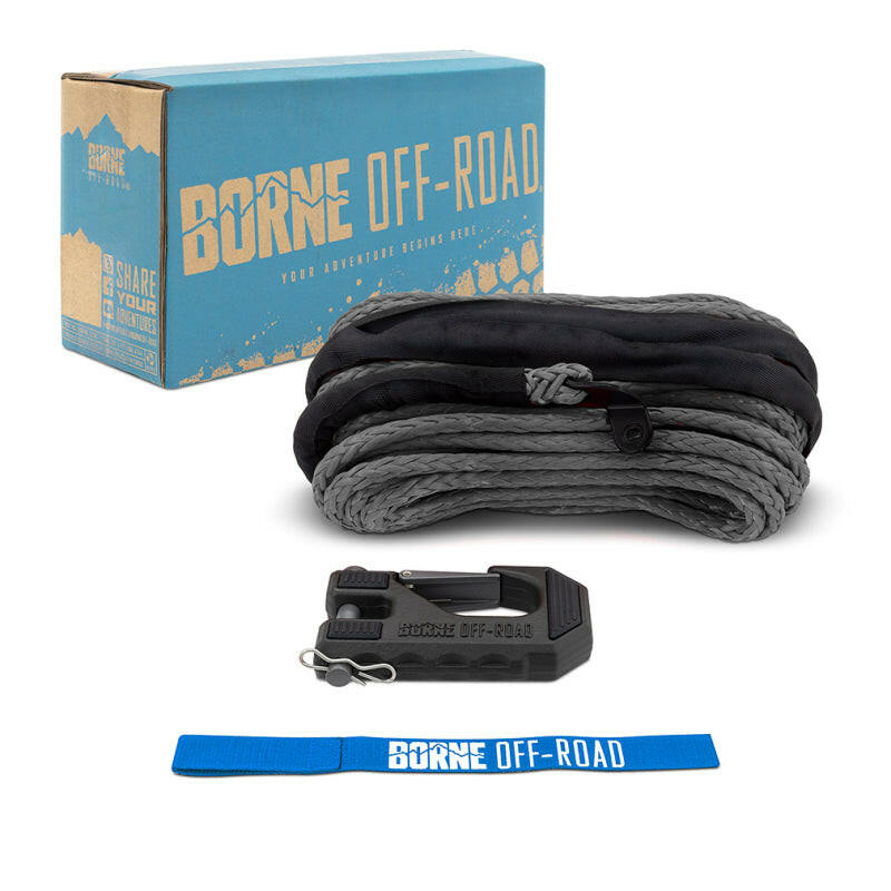 Borne Off-Road Winch Hook - 3/8in Rope - Hand Strap - Grey Winch Accessories Borne Off-Road