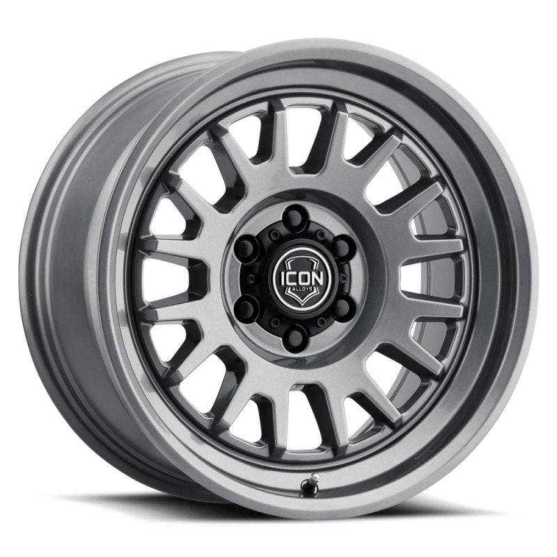 ICON Anza 17x8.5 6x5.5 0mm Offset 4.75in BS 106.1mm Hub Bore Gun Metal Wheel Wheels - Cast ICON