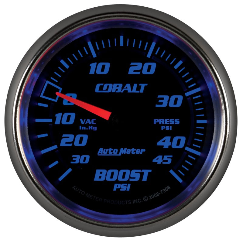 AutoMeter Gauge Vac/Boost 2-5/8in. 30Inhg-45PSI Mechanical Cobalt Gauges AutoMeter