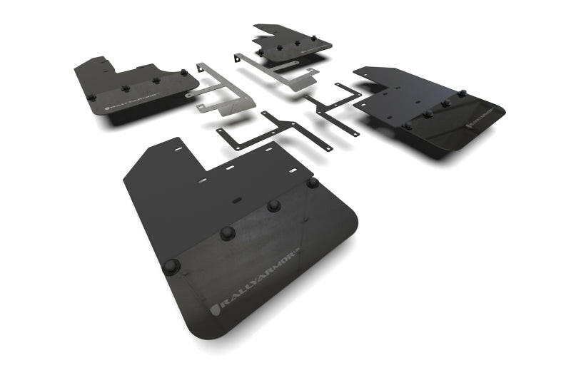 Rally Armor 19-25 Jeep JT Gladiator (Mojave/Rubicon) Black Mud Flap w/Grey Logo Mud Flaps Rally Armor