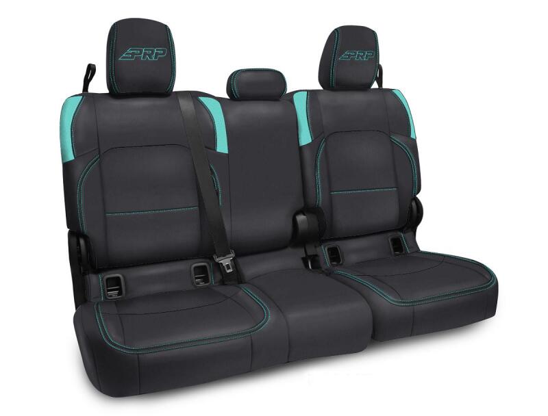 PRP Jeep Wrangler JT Rear Bench Covers - with no Armrest - Black/Teal Seat Covers PRP Seats