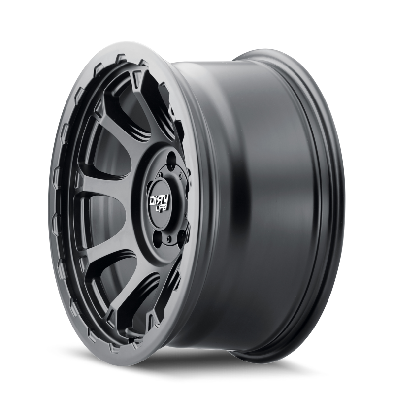 Dirty Life 9307 Drifter 17x8.5/6x139.7 BP/-6mm Offset/106mm Hub Matte Black Wheel - Beadlock Wheels - Cast Dirty Life