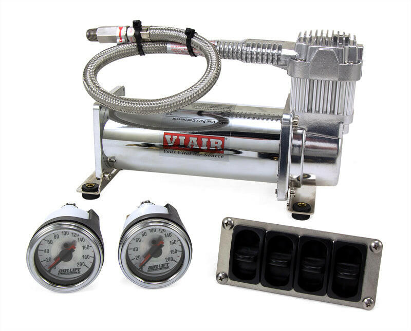 Air Lift 4-Way Manual Control System 100% Duty 1/4in Line 4 Gal. Tank. Suspension Controllers Air Lift