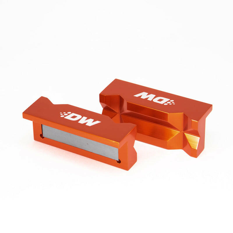 DeatschWerks 4in. Aluminum Soft Jaws w/ Magnet - Orange Anodized Tools DeatschWerks